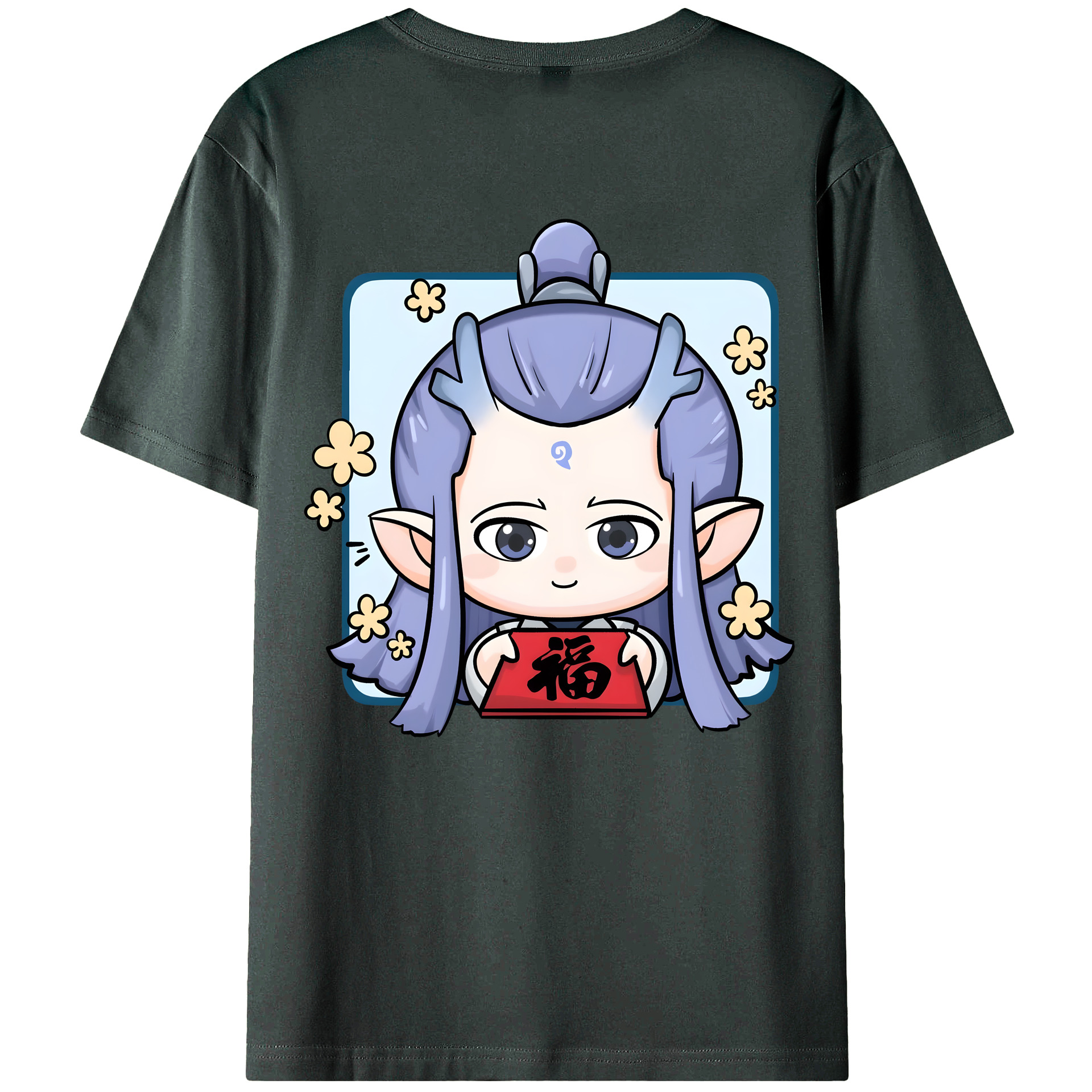 （画像用） Ne Zha 2 ナタ 魔童の大暴れ 綿100％ メンズ半袖Tシャツ（バックプリント） 通気性